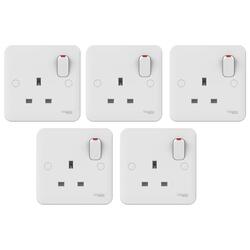 Schneider Electric Lisse Uk Standard Switch Socket White, 1 Gang 13A 86 mm, Bs 1363-2 Standard - Pack of 5