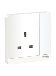 Schneider Electric AvatarOn 13A 1 Gang Single Switched Socket 230V, E8315N_WE_G12, White with Neon