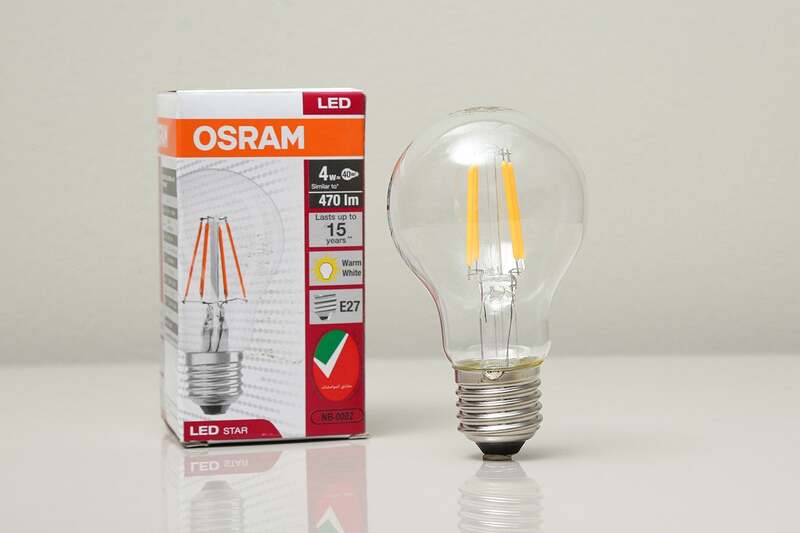Osram Filament Retrofit Classic 4W LED Bulb, Screw base E27- 827 Warm White Lamp Pack Of 10