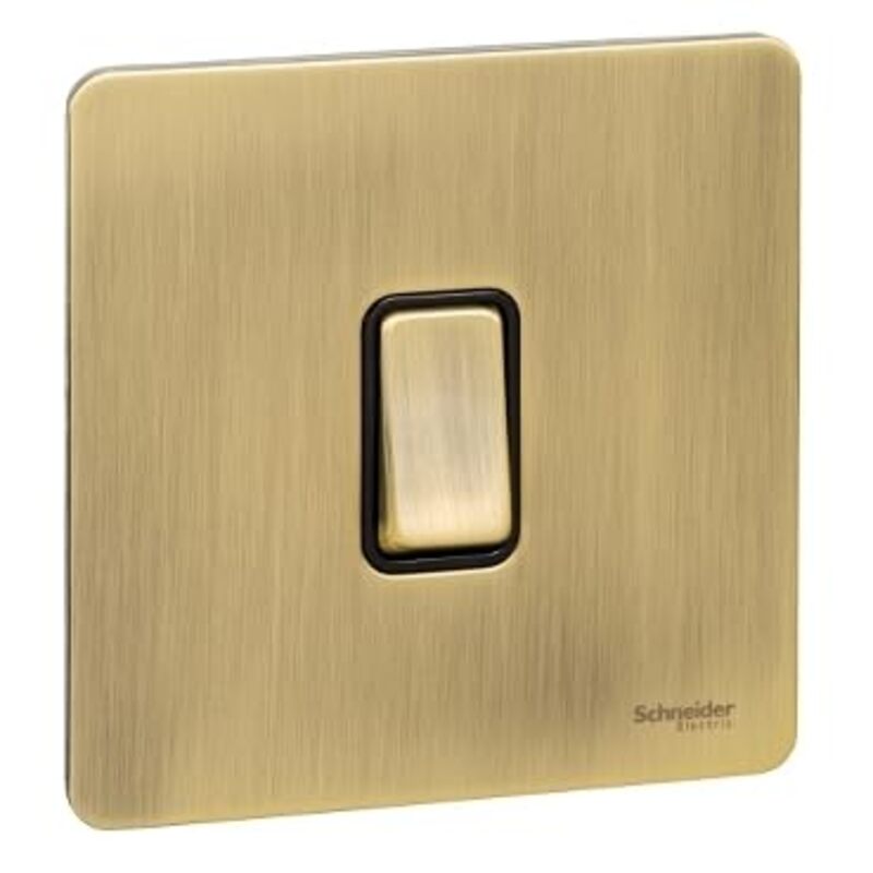 Schneider Electric Ultimate Screwless flat plate - rocker plate switch - 1 gang - antique brass - GU1412BAB