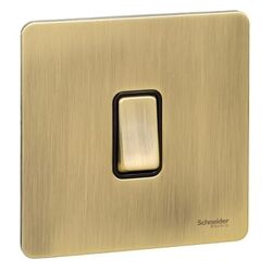 Schneider Electric Ultimate Screwless flat plate - rocker plate switch - 1 gang - antique brass - GU1412BAB