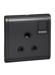 Schneider Electric Pieno 15A 250V 1 Gang 3 Round Pin Switched Socket with Neon, E8215_15N_MB_G1, Matt Black
