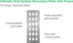 Schneider Electric Ultimate - crewless plate Grid system - 18 gangs - frame - stainless steel - GUGS18GSS