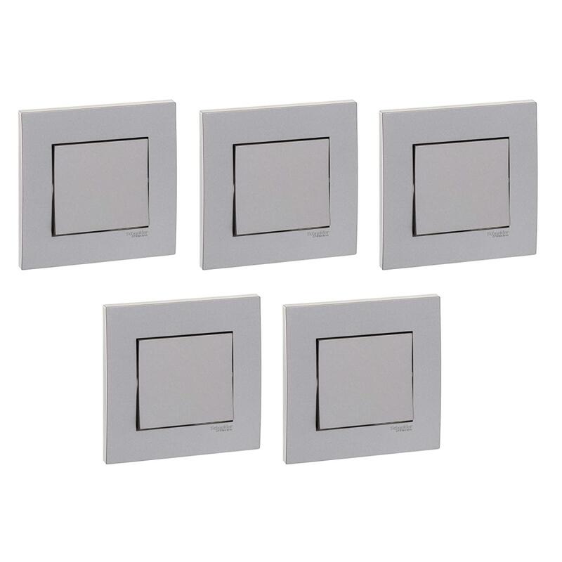 Schneider Electric KB31R_1_AS Vivace Silver - 1-way plate switch 1 gang - 16AX - Silver - Pack of 5