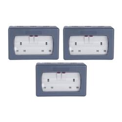 Schneider Electric GWP3020 Double Socket (Grey, 13A, IP55) - Pack of 3