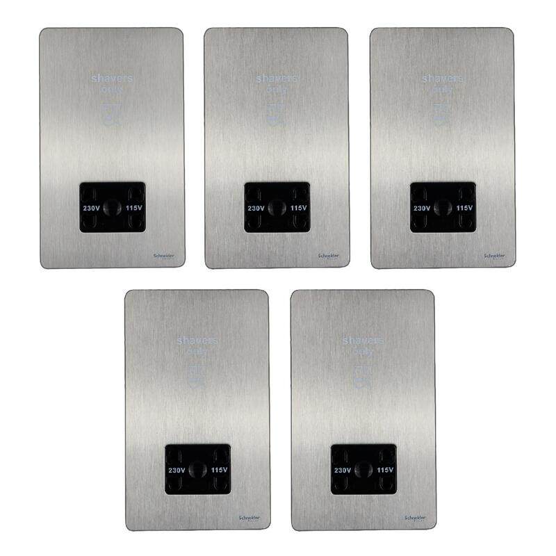 

Schneider Electric Ultimate Screwless flat plate - shaver socket - stainless steel/white (Model Number - GU7490BSS) - Pack of 5