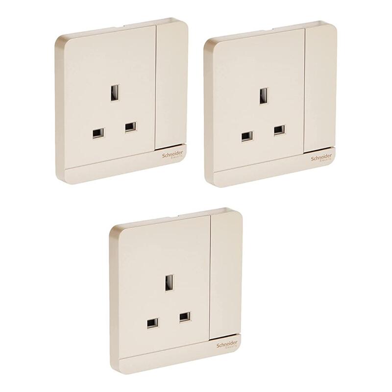 Schneider Electric E8315N_WG_G12 AvatarOn Gold - Single switched socket - 13 A - 230 V - 1 gang -Gold with Neon - Pack of 3