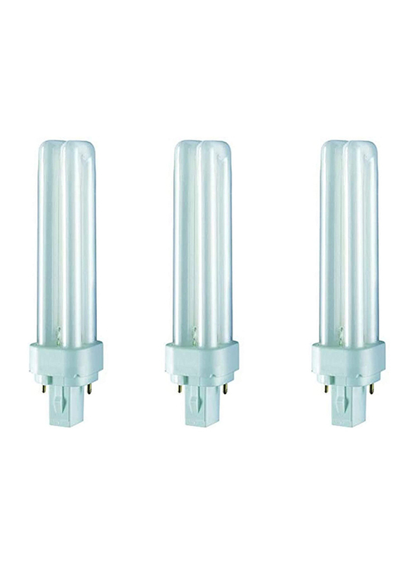 Osram Dulux D Home Decorative Durable CFL Bulb, 18W, G24D-2, 4000K, 3 Pieces, Cool White
