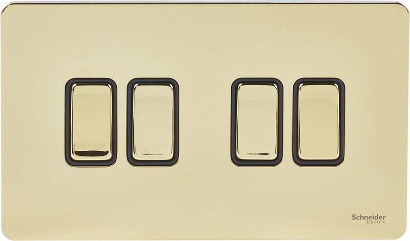 Schneider Electric Ultimate Screwless flat plate - 1-pole 2-way plate switch - 4 gangs - brass - GU1442-BPB