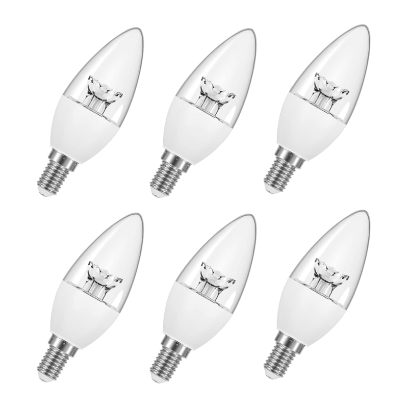 Osram E14 Bulb LED Value Classic B Clear 4.9 W Warm White Candle Lamp  - 2700K Pack Of 6