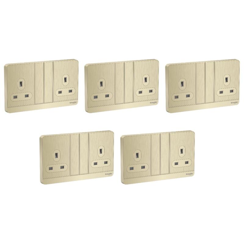 

Schneider Electric AvatarOn, 2 switched socket, 3P, 13 A, 250 V, LED, Metal Gold Hairline (Model Number-E83T25N_GH_G12) - Pack of 5