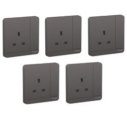 Schneider Electric AvatarOn E8315_DG_G12 switched socket 3P 13A 250V Dark Grey - Pack of 5