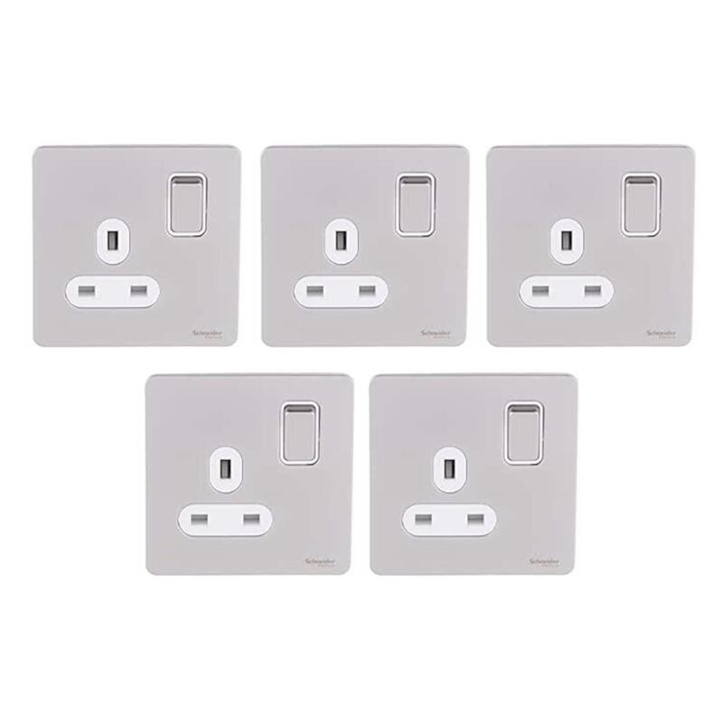 Schneider Electric Ultimate Screwless flat plate - switched socket - 2P - 1 gang - pearl nickel - GU3410DWPN - Pack of 5