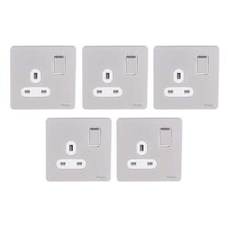 Schneider Electric Ultimate Screwless flat plate - switched socket - 2P - 1 gang - pearl nickel - GU3410DWPN - Pack of 5