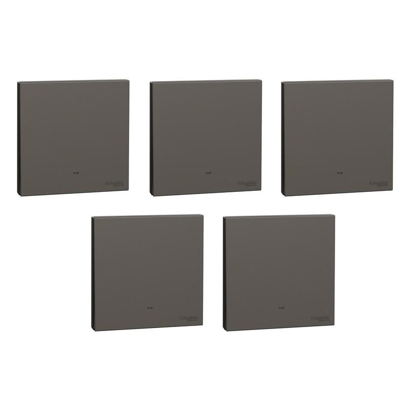 Schneider Electric Switch with Fluorescent Locator, AvatarOn C, 1 way, 1 gang, 16AX, 250V, dark grey - Pack of 5