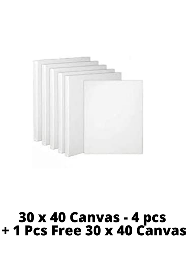 Bundle: 4 + 1 PCS MAXI Stretched Painting Canvas White Board  30X40