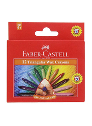 Faber-Castell Triangular Wax Crayons with Triangular Grip Set, 12 Pieces, Multicolour