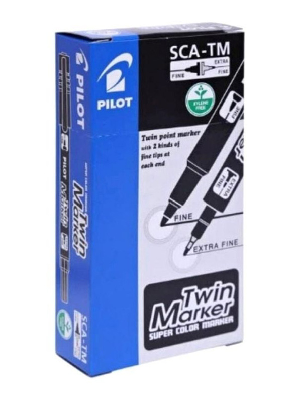 Pilot 12-Piece Twin Marker Set, Sca-TM-B, Black