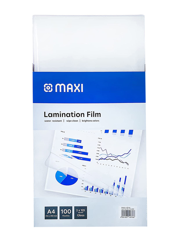 Maxi Lamination Film, A4 Size, 125 Micron, 100 Pieces, Clear