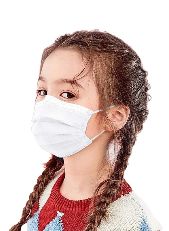 BeAcien Mask 3-Layer Antibacterial Ear Hook Disposable Masks for Kids, White, 10-Pieces
