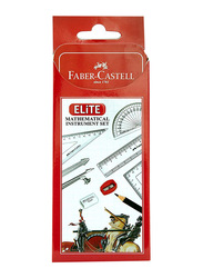 Faber-Castell 9-Piece Elite Mathematical Instrument Set, Red/White