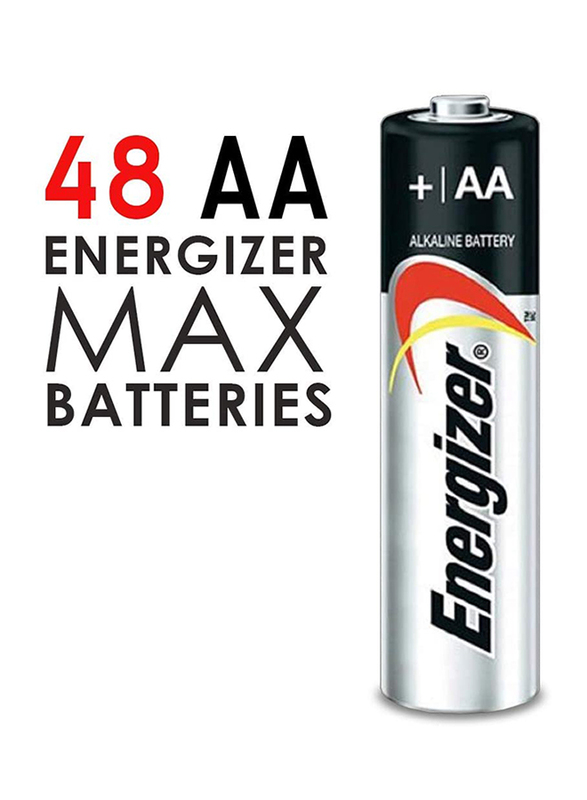 Energizer AA Batteries, 48 Pieces, Silver/Black