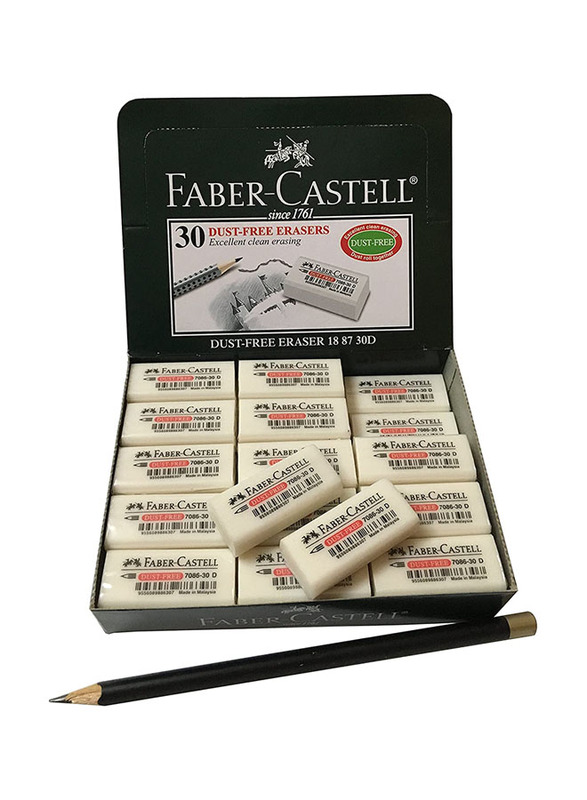 Faber-Castell 30-Piece Excellent Dust Free Pencil Erase Set, White