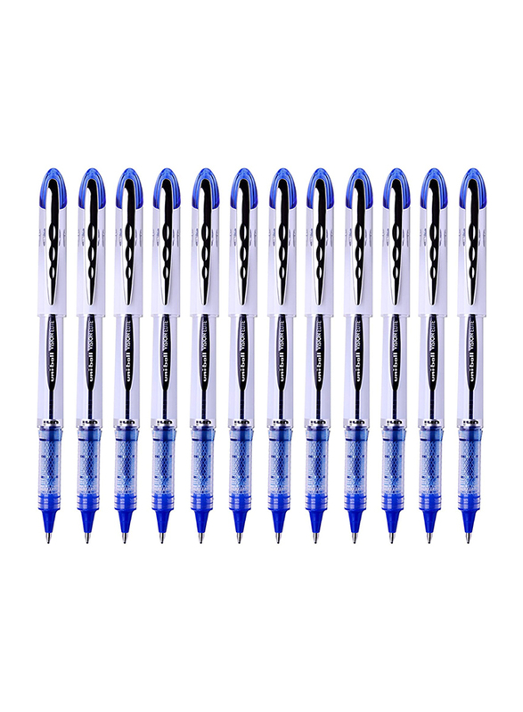 Uniball 12-Piece UB-200 Vision Elite Medium Rollerball Pens, 0.8mm, Blue