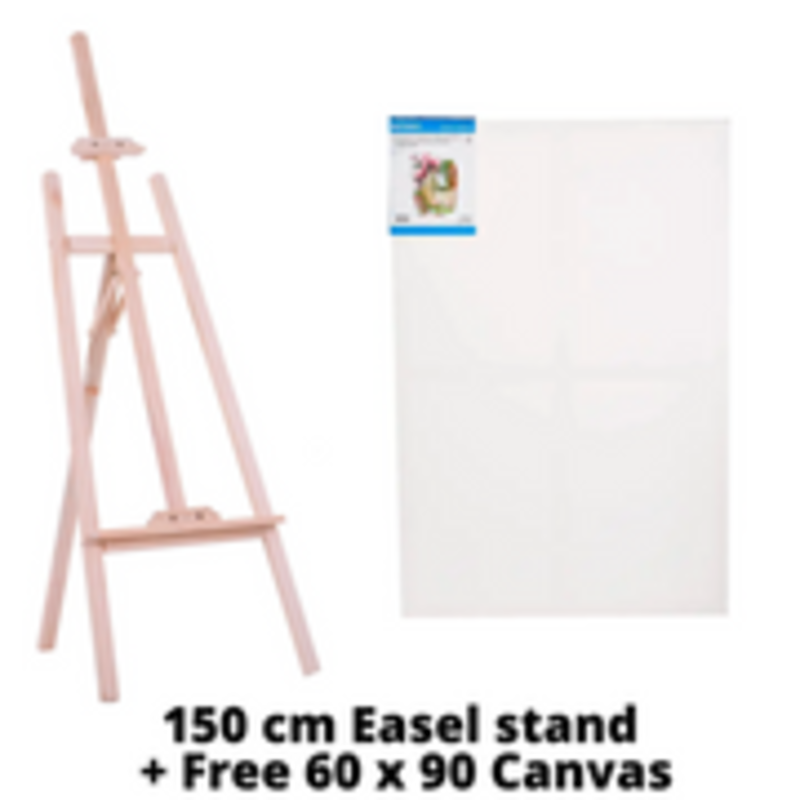 

Generic Bundle: Wooden Easil Stand 150Cm + MAXI Stretched Painting Canvas White Board 60X90