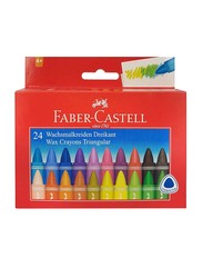 Faber-Castell Wax Triangle Crayon Set, 24 Piece, Multicolour