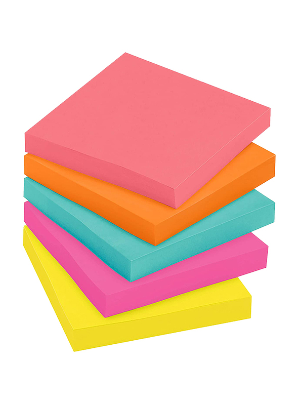 Post-it Sticky Notes, 3 x 3 inch, 5 x 100 Sheets, Multicolour