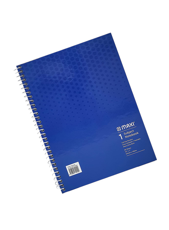 Maxi Spiral Hard Cover 1 Subject Notebook, 9.5 x 7inch, 80 Sheets, Assorted