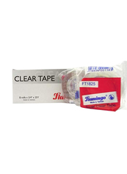Flamingo Clear Tape, 3/4 inch x 25 Yards, 8 Pieces, Transparent