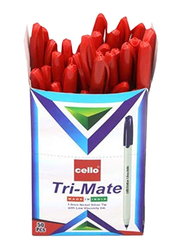 Cello 50-Piece Tri-Mate Ink Rollerball Pen Set, 1.0mm, Red