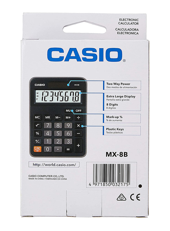 Casio MX-8B Value Series Desk Top/Compact Desk Type Calculator, Black