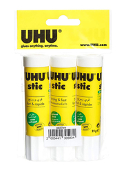 UHU Glue Stick, 3 x 21gm, White