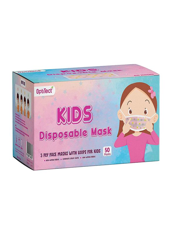 OptiTect Designer Disposable Face Mask for Kids, 50 Pieces
