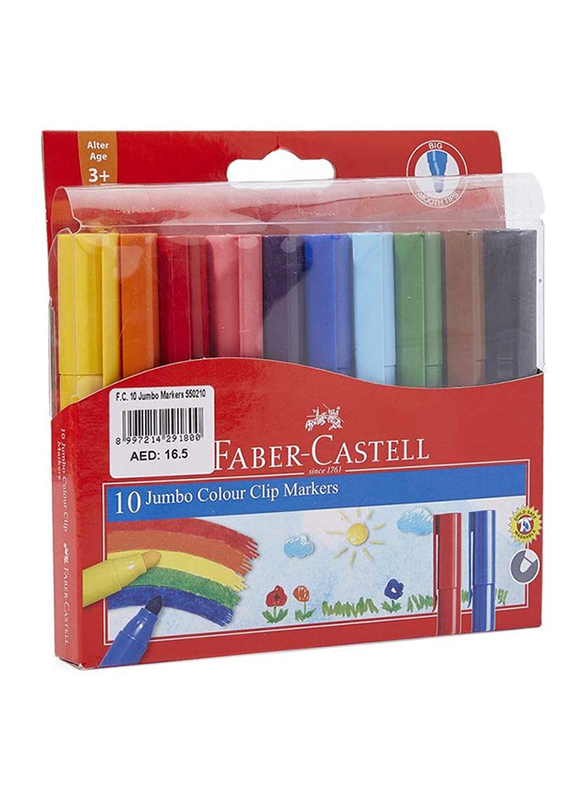 Faber-Castell Jumbo Colour Clip Marker, 10-Piece, Multicolour