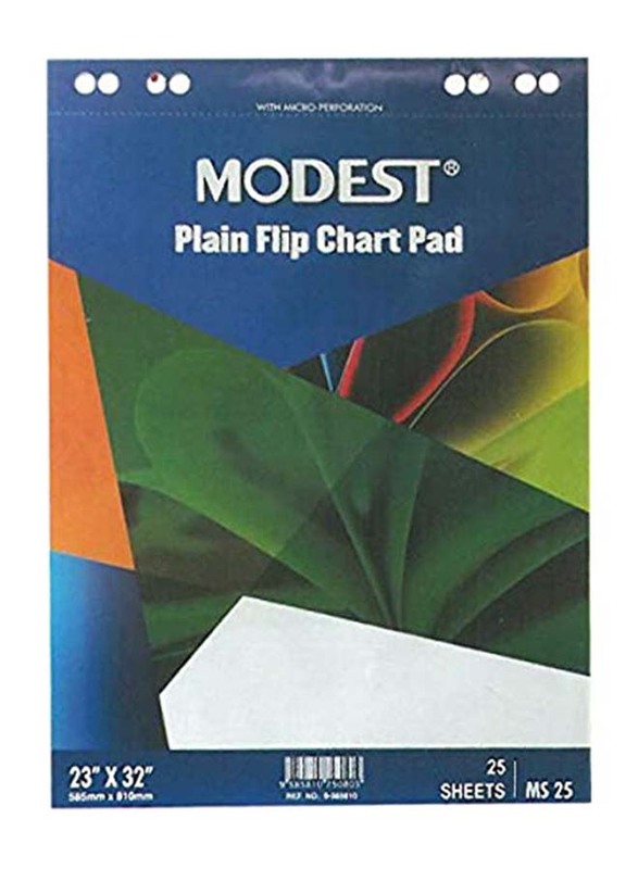 Modest Flip Plain Chart Pad, 585 x 810mm, White