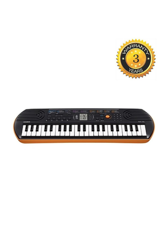 Casio SA-76 Mini Piano Music Keyboard, 44 Keys, Orange/Black
