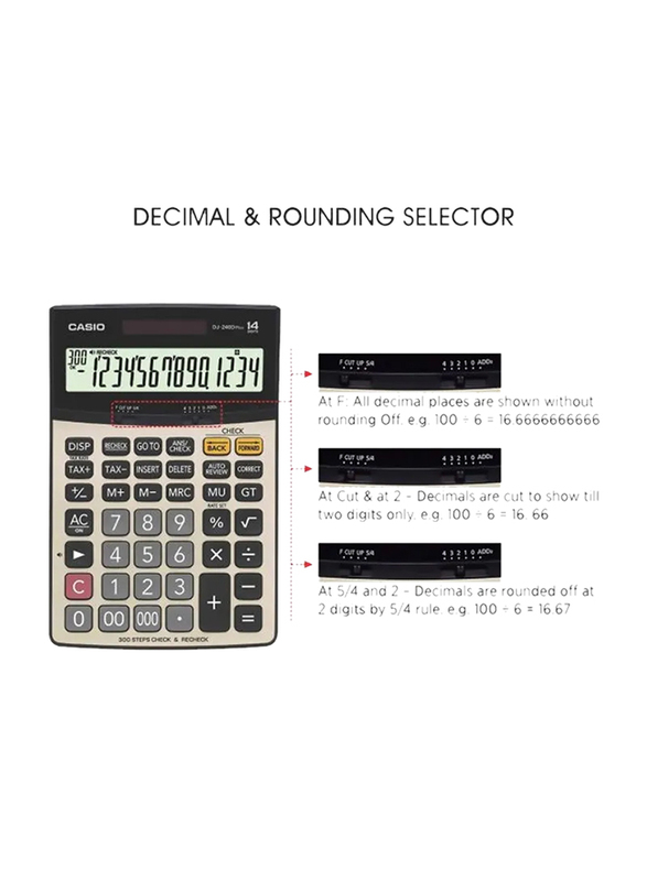 Casio DJ-240D Plus Calculator, Grey/Black