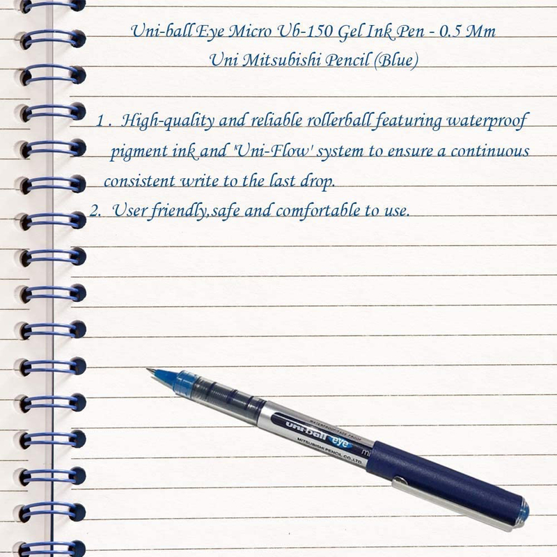 Uniball 10-Piece Eye Micro Rollerball Gel Ink Pen Set, 0.5mm, UB-150, Blue