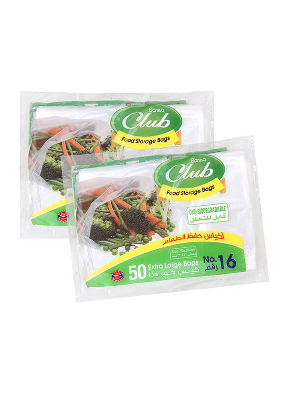 

Sanita Club Oxo-Biodegradable XL Food Storage Bags No.16, 2 x 50 Bags