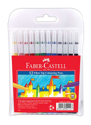 Faber Castell Fiber Tip Colouring Pen Set, 12 Piece, Multicolour