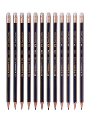 Faber-Castell 12-Piece Goldfaber 1222 Office/Drawing Pencils Set, HB/2B/B, Black