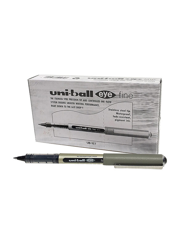 Uniball 12-Piece Eye Fine Rollerball Pen Set, 0.5 mm, Black