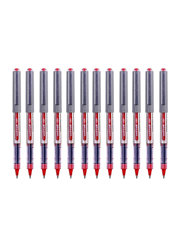 Uniball 12-Piece Eye Fine Rollerball Pen Set, 0.7mm, UB157, Red