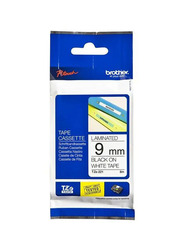Brother P-Touch Laminated Tape, 9mm, TZ-E221, Black/White