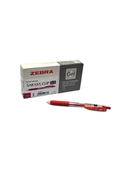 Zebra 12-Piece Sarasa Clip Gel Ink Rollerball Pen Set, 0.5mm, Red