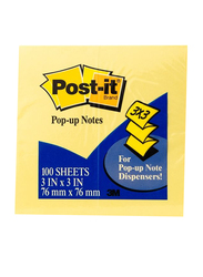 3M Post-It Sticky Notes, 76 x 76mm, 100 Sheets, Yellow